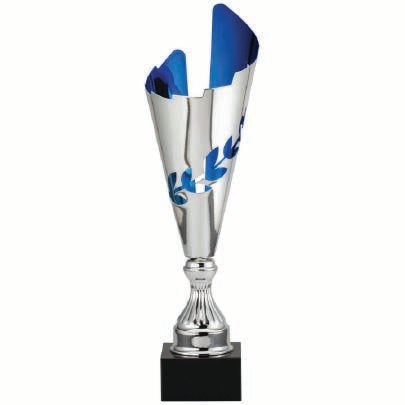 Silver/Blue Cup with Leaf Accent