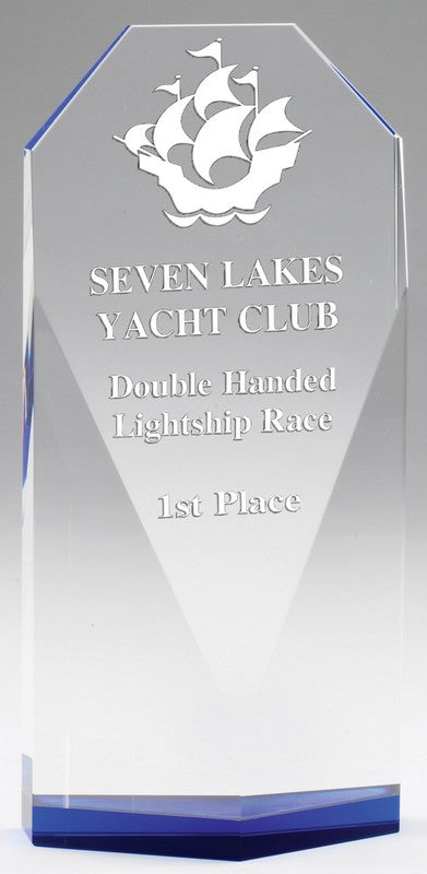 Diamond Face Crystal Award (Blue)