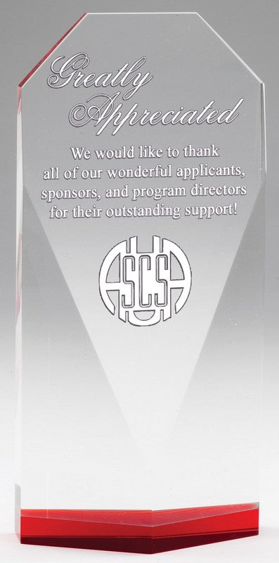 Diamond Face Crystal Award (Red)