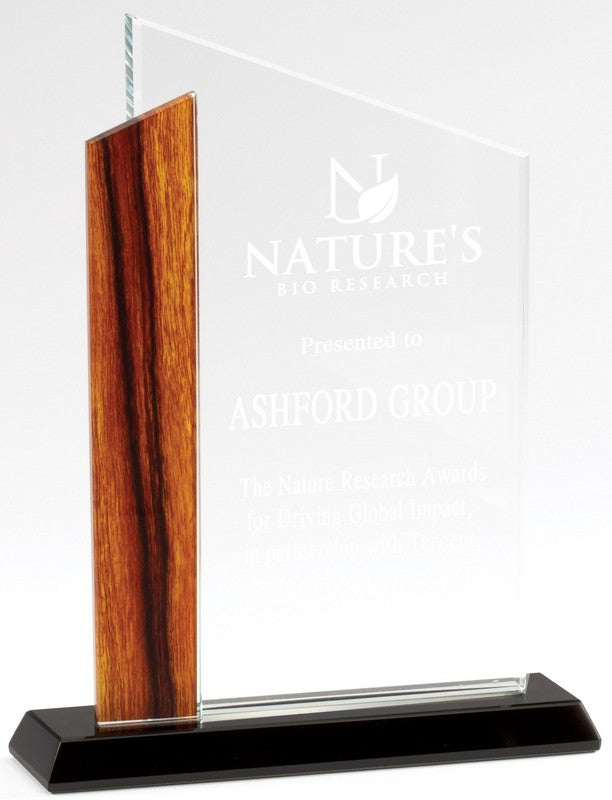 8" Wedge Crystal with Wood Edge