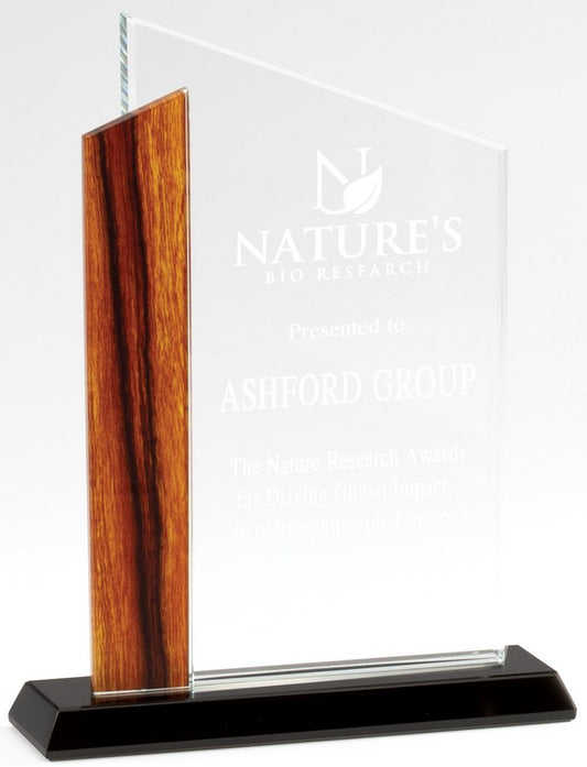 8" Wedge Crystal with Wood Edge